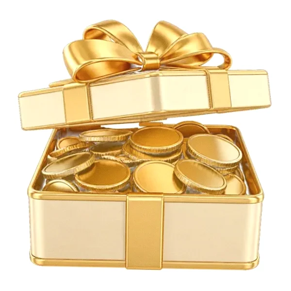 Gift box with coins — Yukon Gold