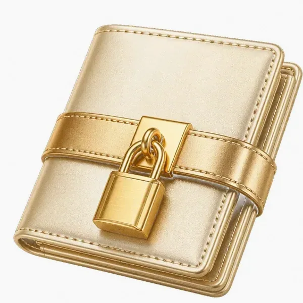 Locked leather wallet — Yukon Gold