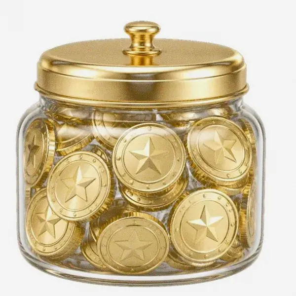 Coin-filled jar — Yukon Gold